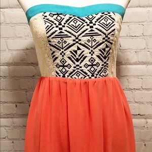 Flying Tomato Strapless Boho Dress Large. 0057